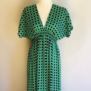 Michael Kors Maxi Dress Polka Dot Green & Black